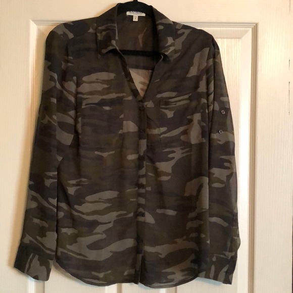 Express Tops - Camo Portofino Shirt by Express Express Tops - Camo Portofino Shirt by Express